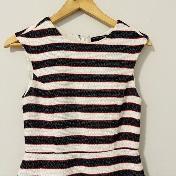 Banana Republic STRIPE SHEATH DRESS Color: White/Navy/Red Tweed Stripe Size 0 - Picture 5 of 14